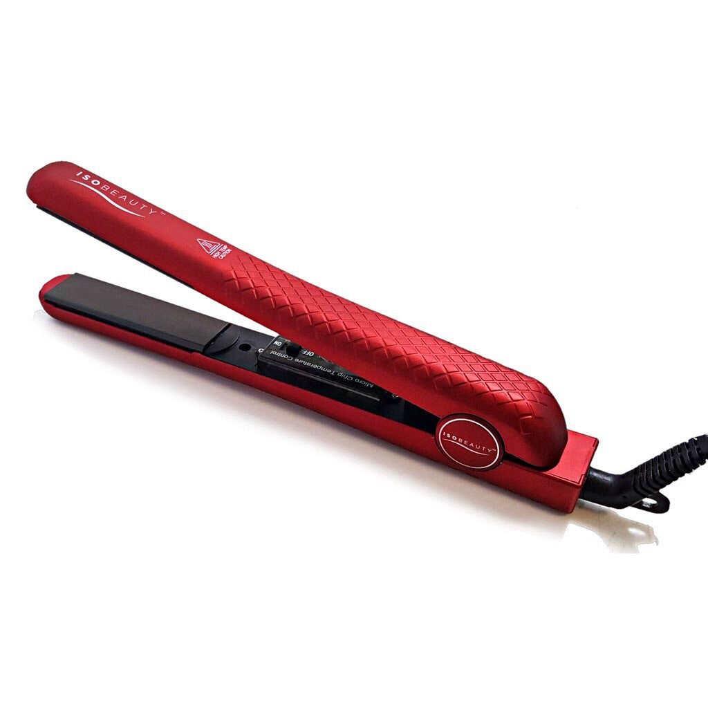 ISO Beauty newest Red Flat Iron Hair Styler & Holder w/ Iron Mat