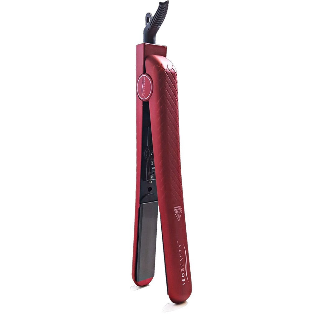 ISO Beauty newest Red Flat Iron Hair Styler & Holder w/ Iron Mat