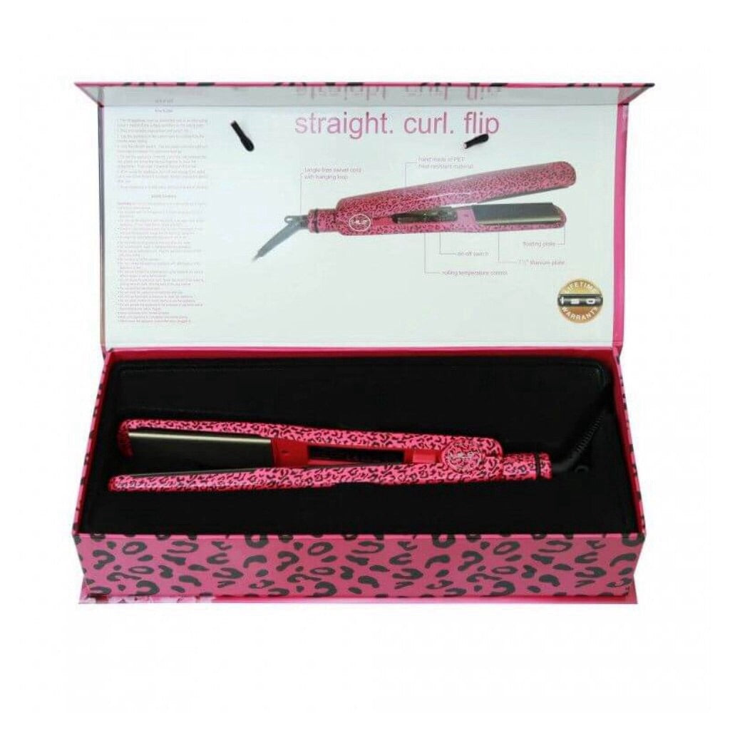 Amika Hot Pink Leopard sold Print Straightner